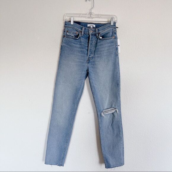 Re/Done 90s High Rise Ankle Crop in Worn Bright Blue size 27” - Picture 8 of 9